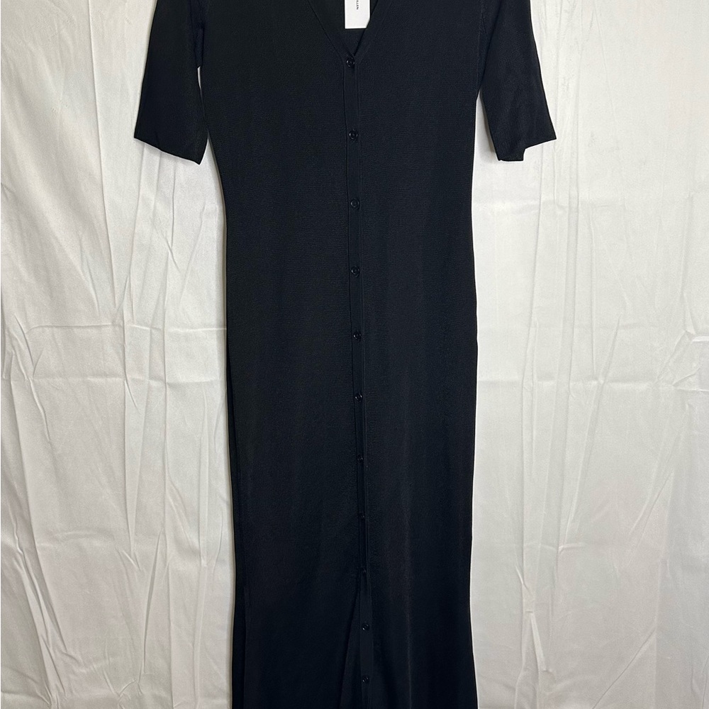 Karen Millen Viscose Blend Slinky Sheer Knit Button Front Midaxi Dress - Picture 3 of 3